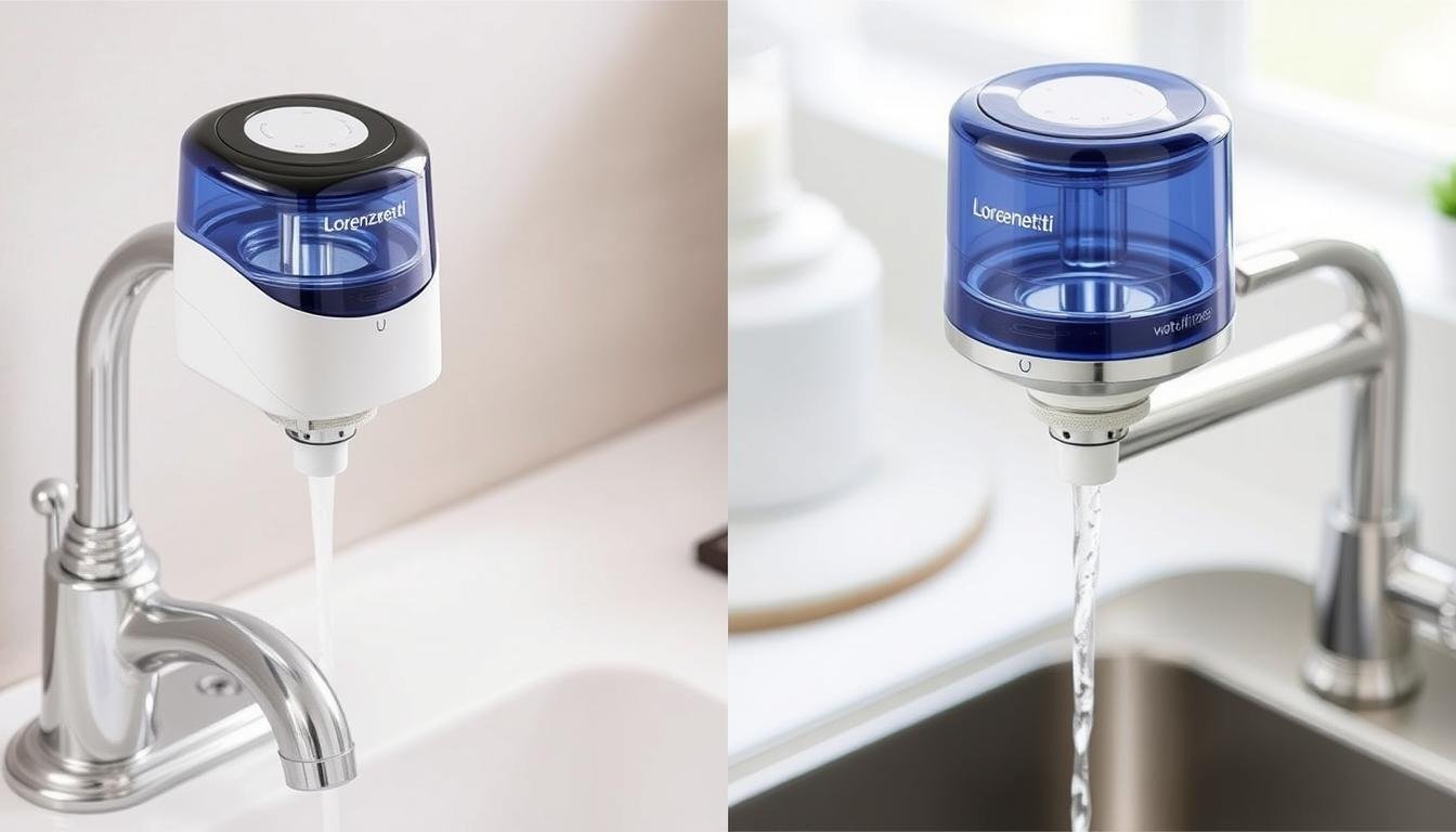 Purificador Lorenzetti Vitale instalado em uma torneira de cozinha