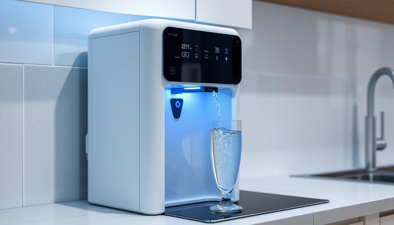 Compressor vs placa eletrônica - purificador de água em funcionamento na cozinha